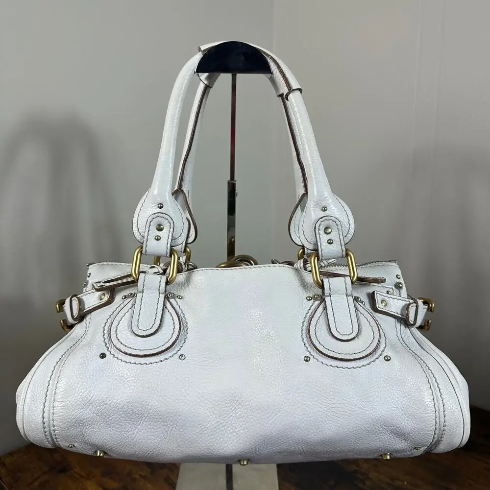 Chloe Paddington White Leather Satchel Bag Vintage Authentic - Picture 2 of 16